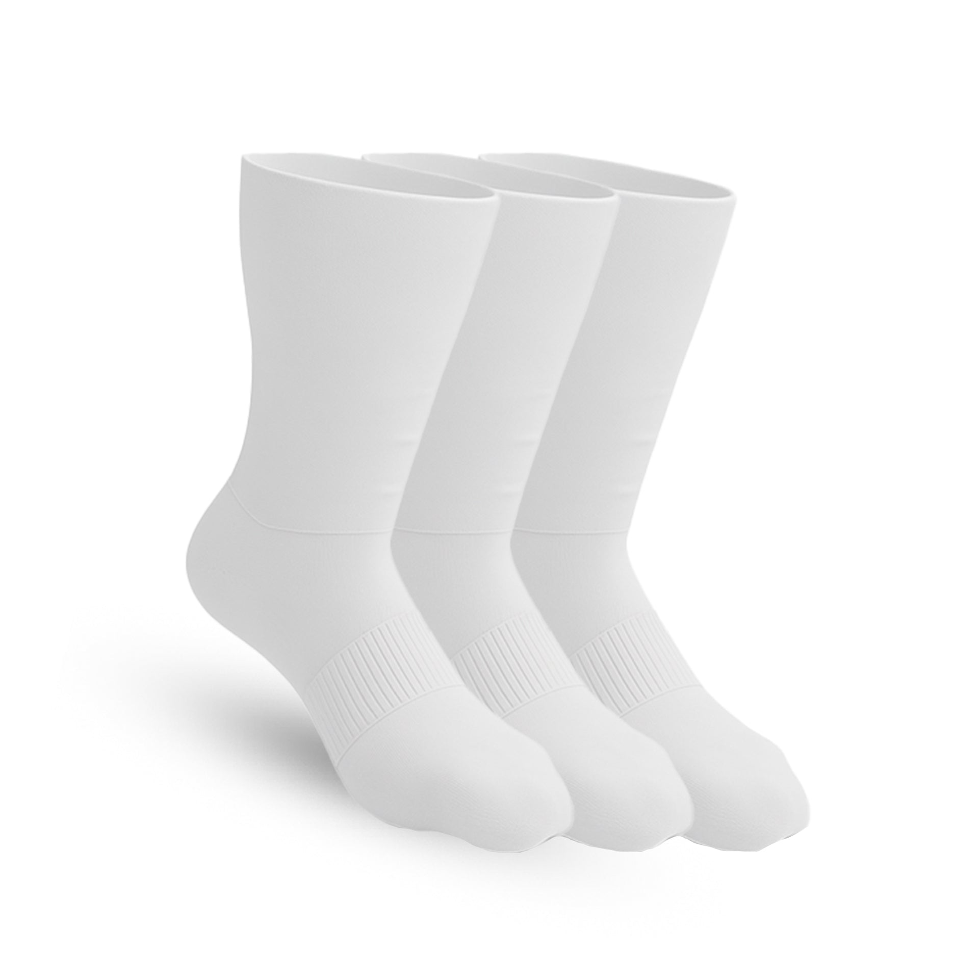 3 - Pack Padded Stretch Diabetic Crew Socks - White - ComfortWear