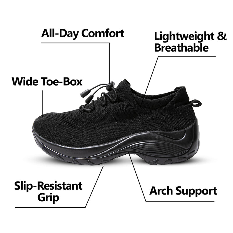 Ortho Stretch Cushion Shoes - Midnight Black