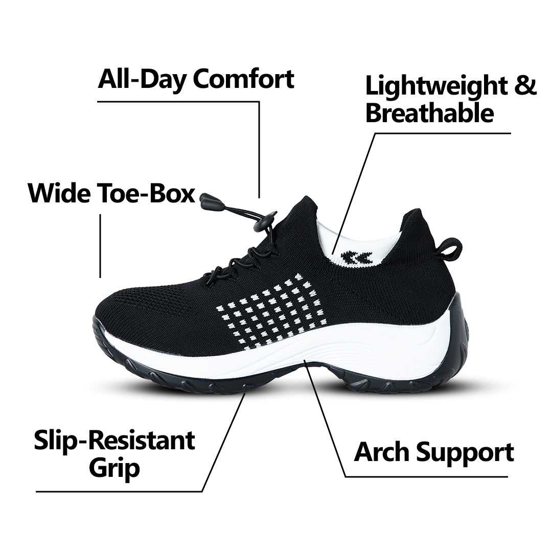 Zapatos con amortiguación elástica Ortho - Negro y blanco