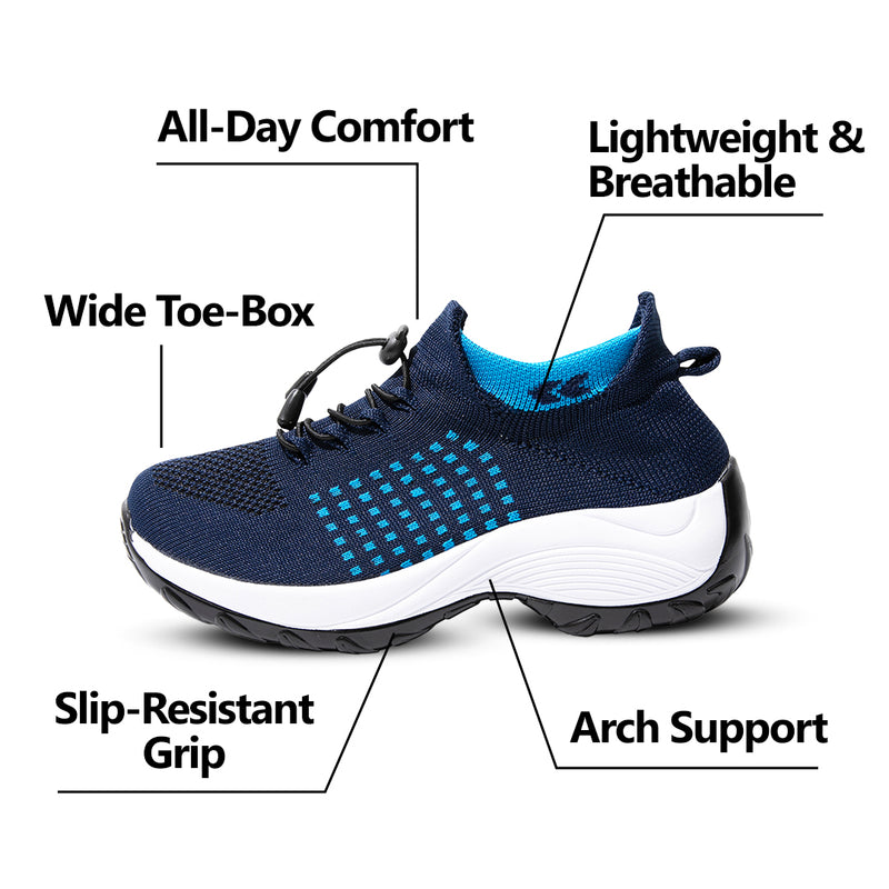 Ortho Stretch Cushion Shoes - White Blue