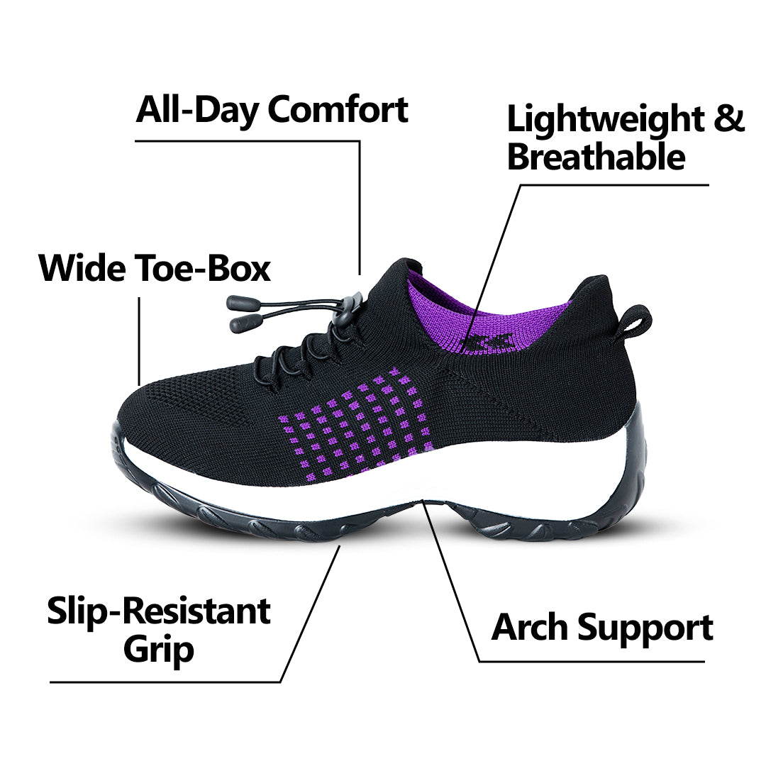 Zapatos con amortiguación elástica Ortho - Negro Púrpura