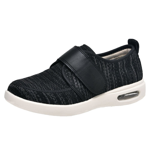 Kloud Stretch No-Tie Wide Shoes w/ Adjustable Closure - Black Grey - ComfortWear Store