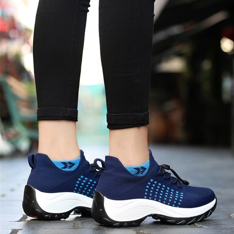 Ortho Stretch Cushion Shoes - White Blue - ComfortWear Store