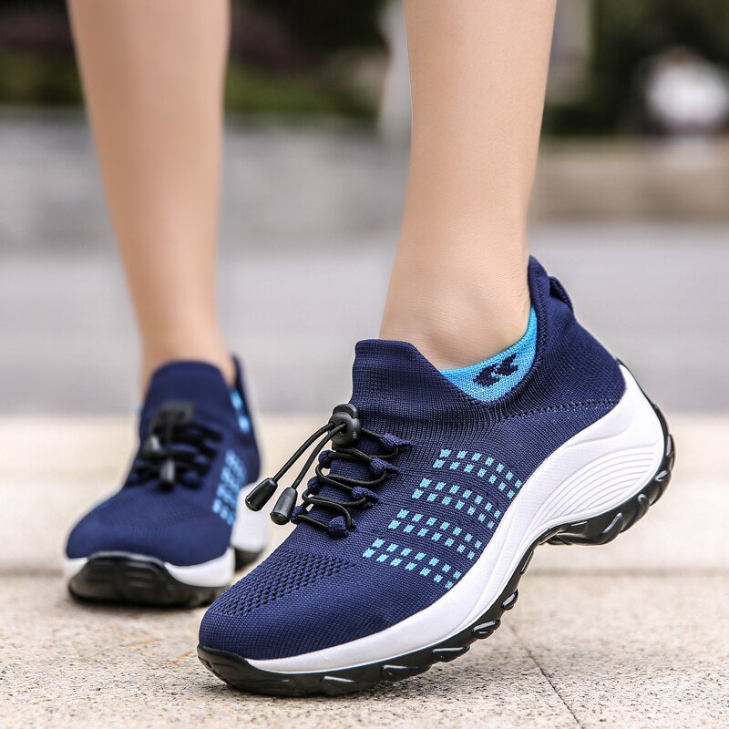 Ortho Stretch Cushion Shoes - White Blue - ComfortWear Store